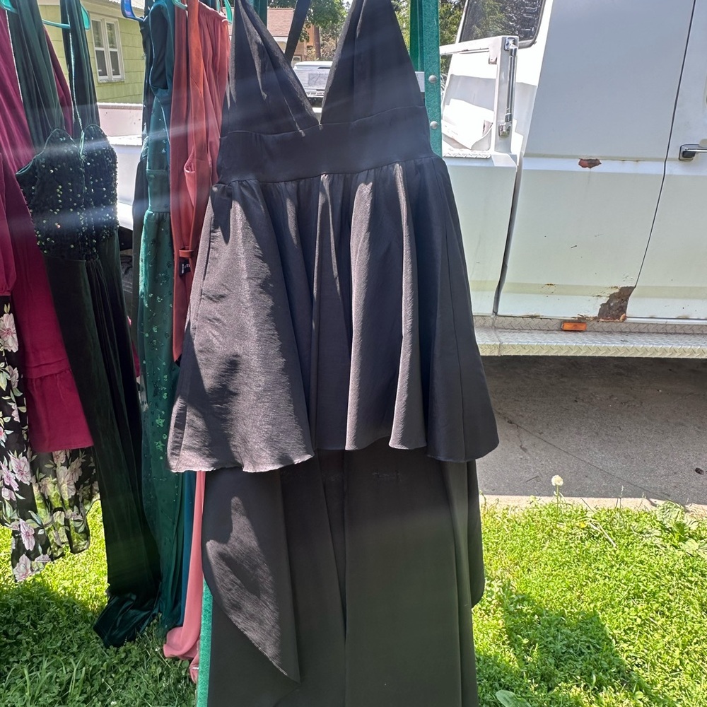 Va Va Voom Black High/Low Dress with Elegant Design